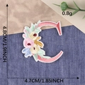 Rosa bestickter Buchstabe C Blumenaufbügler für Kleidung Aufnäher Größe 4,8x4,7 cm - Buchstabe C / Heißschmelzkleber