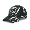 Berretto da baseball alla moda con stampa texture marmo in nero, verde e beige - Taglia Unica Regolabile / Nero