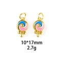 Close-up of gold sand lollipop charms in blue and pink enamel finish with 10x17mm size - No.5 Lollipop