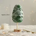 Albero di Natale artigianale in feltro di lana da 23cm con base in legno naturale - Albero di Natale Tipo 2