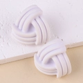 Modern lavender matte twisted triangle stud earrings with geometric woven design - White