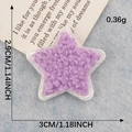 Purple chenille star patch with curly fleece texture and white stitched border - Purple Star V2 (Iron-on)