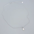 Collana S925 argento a goccia d'acqua con trama fine ed estensione con ciondolo a cuore - Argento 925 / Oro Bianco