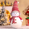 Extra large 90cm plush snowman ornament with red and white knit hat and scarf decor - Earmuff Snowman - 85 (Height 90cm)