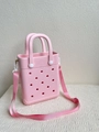 Pink EVA perforated tote bag with adjustable shoulder strap and breathable hole design - Pink