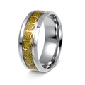 Ankerring aus Edelstahl in Silber mit goldener Glitzereinlage und nautischem Motiv - US 7 / Gold mit goldenem Zahnrad
