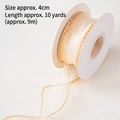 Milk white organza ribbon with gold edge 4cm wide for birthday cake decoration - Gold Edged Fish Tail Ribbon Champagne