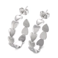 Women's heart-shaped titanium steel hoop earrings in polished silver finish - Steel Color (Silver)