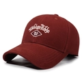 Classic burgundy baseball cap featuring white 3D embroidery and casual canvas fabric - Adjustable / Burgundy