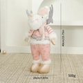 Muñeco de gnomo reno de Navidad de felpa rosa y gris, decoro suéter de punto, 40cm - De Pie-Reno