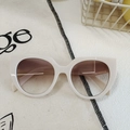 Retro cat-eye sunglasses with cream white thick frame and brown gradient lenses - Rice White 6 - Gradient Brown Lens Cat Eye