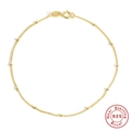 Minimalist gold S925 sterling silver beaded chain bracelet with round gold bead accents - Gold