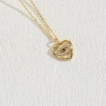 Golden heart-shaped pendant necklace featuring a micro-set zircon blue evil eye charm - Heart Eye 14K Gold (XL2372)