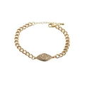 Bracciale a catena regolabile con malocchio dorato e zirconi scintillanti su fondo bianco - Oro/Zirconia Bianca