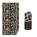 Quick-dry leopard print beach towel set with black mesh storage bag on white background - Leopard Print (Double-sided Print with Mesh Bag)