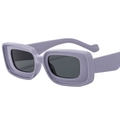 Retro-futuristic purple thick frame rectangle sunglasses with dark tinted lenses - Grey Frame Grey Lens