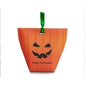 Orange Halloween pumpkin gift box with green ribbon and Happy Halloween print - Orange Pumpkin (With Ribbon)