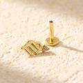 Golden Virgo zodiac stud earring in s925 silver with a sparkling white zircon stone - Gold (Virgo)