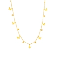 Elegant 18k gold plated stainless steel necklace with butterfly charms and clear zircon stones - Butterfly Necklace with Zirconia (B203)
