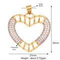 Offener Herzanhänger mit Zirkonia-Mikropflaster, 30mm hoch und 27mm breit, für Schmuck - L254144-Gold Silber Herz