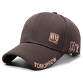 Dark brown textured knit baseball cap with ny embroidery and curved brim detail - Adjustable / Gray