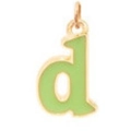 Ciondolo lettera d placcato oro 18K con smalto verde chiaro e piccolo anello superiore - Lettera D