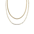 Collana a doppio strato in titanio placcato oro 18 carati con catena snake e paperclip - Oro