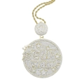 Gold plated hip hop pendant with SELF MADE letters and zircon stones on white background - n1016 Gold (with 60cm Chain)