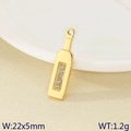 Ciondolo a forma di bottiglia dorata con cinque cristalli e dimensioni 22x5mm - Ciondolo Bottiglia di Vino con Strass (KLJ9474-ZLA)