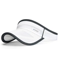 White breathable mesh visor with black trim and sports logo for outdoor activities - Adjustable / White