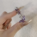 Squisito ear cuff a farfalla con zirconi viola placcato argento per orecchie non forate - Clip per Orecchio a Farfalla Viola (Base Argentata)