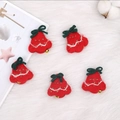 Five pieces of red Christmas bell felt ornaments with green bows and golden star embroidery - Red Bell / Red