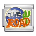 Italian charm link with 'THE ROAD' colorful enamel design in stainless steel - Outdoor The Road Text Style (ICJ923-1)