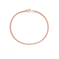Detail of rose gold box chain bracelet with secure lobster clasp on white background - Rose Gold