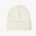 Minimalist double-layered cream white knit beanie for winter warmth and comfort - 4-Seam Soft White