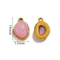 Anhänger mit rosa Naturstein, 18 Karat vergoldeter Rahmen, Größe 18 mm x 12 mm - Rosa