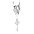 Silver interlocking rings necklace with diamond-set accents and a key-shaped pendant - Silver (KN226874-CX)