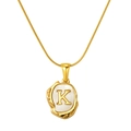 Collier en acier titane plaqué or 18K avec incrustation de nacre blanche et pendentif lettre K - Lettre K (S-P035-K)