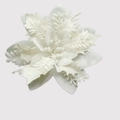 Three-layer white artificial Christmas poinsettia with glitter petals for holiday decor - White