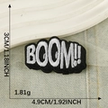Embroidered BOOM!! letter patch with black border, cartoon comic style DIY applique - BOOM!! Black White