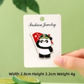 Cute panda soldier enamel pin with red flag detail for children clothing decor - Army Salute Panda