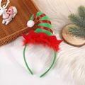 Cerchietto natalizio a cappello da elfo con strisce rosse e verdi e pompon bianco - Cappello da elfo verde con pompon bianco