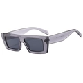Retro rectangle sunglasses with thick translucent dark grey frames and grey lenses - Transparent Gray