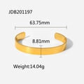 Brazalete abierto minimalista de acero inoxidable chapado en oro de 18K con circón - Fila de circonitas rectangulares doradas