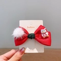 Weihnachts-Haarspange mit roter Satinschleife, Plüschball und süßem Schneemann-Dekor - 10# Plüschball Ente Haarklammer