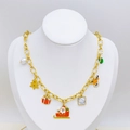 Collar de Navidad en acero inoxidable dorado con colgantes de Papá Noel y perlas - Collar con Colgante de Papá Noel (2508ZK51468XL)