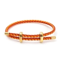 Adjustable dual-tone orange and red braided wire bracelet with gold sliding metal clasp - Red and Orange Braided