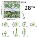 Set di 28 decorazioni natalizie verde chiaro con palline glitterate, caramelle e funghi - verde chiaro