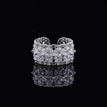 Macro shot of vintage wide silver ring featuring marquise-cut marquise-cut zircons and mirrors - 13# Silver Wide Marquise Zirconia Woven Open Ring