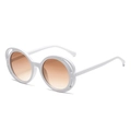 Oval hollow sunglasses with white frames and brown gradient lenses for women - White Frame Gradient Brown